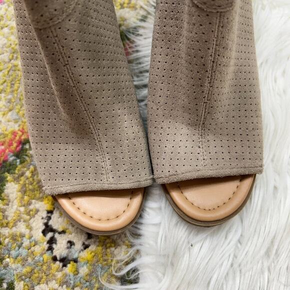 Franco Sarto Neutral Taupe Brown Open Toe Peep Toe Leather Ankle Boots Booties 8 - Picture 5 of 8